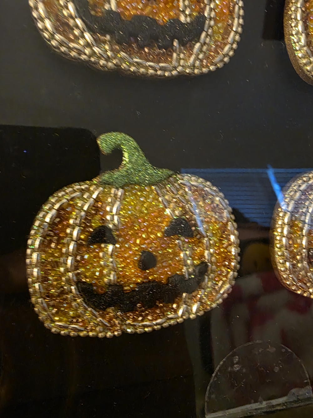 Tahari Gold and Green Beaded Pumpkin Accent